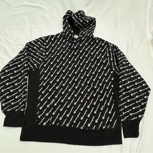 Champion Black Hoodie with White Logo Pattern